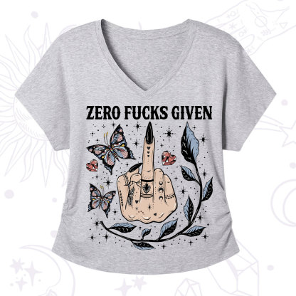 Purplehecate Zero Fucks Given V-Neck T-Shirt