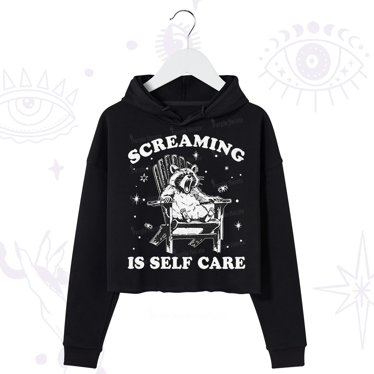 Purplehecate Screaming is Self Care Crop Hoodie