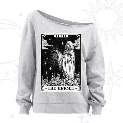 Purplehecate The Hermit Goddess Tarot Card Off The Shoulder Sweatshirt