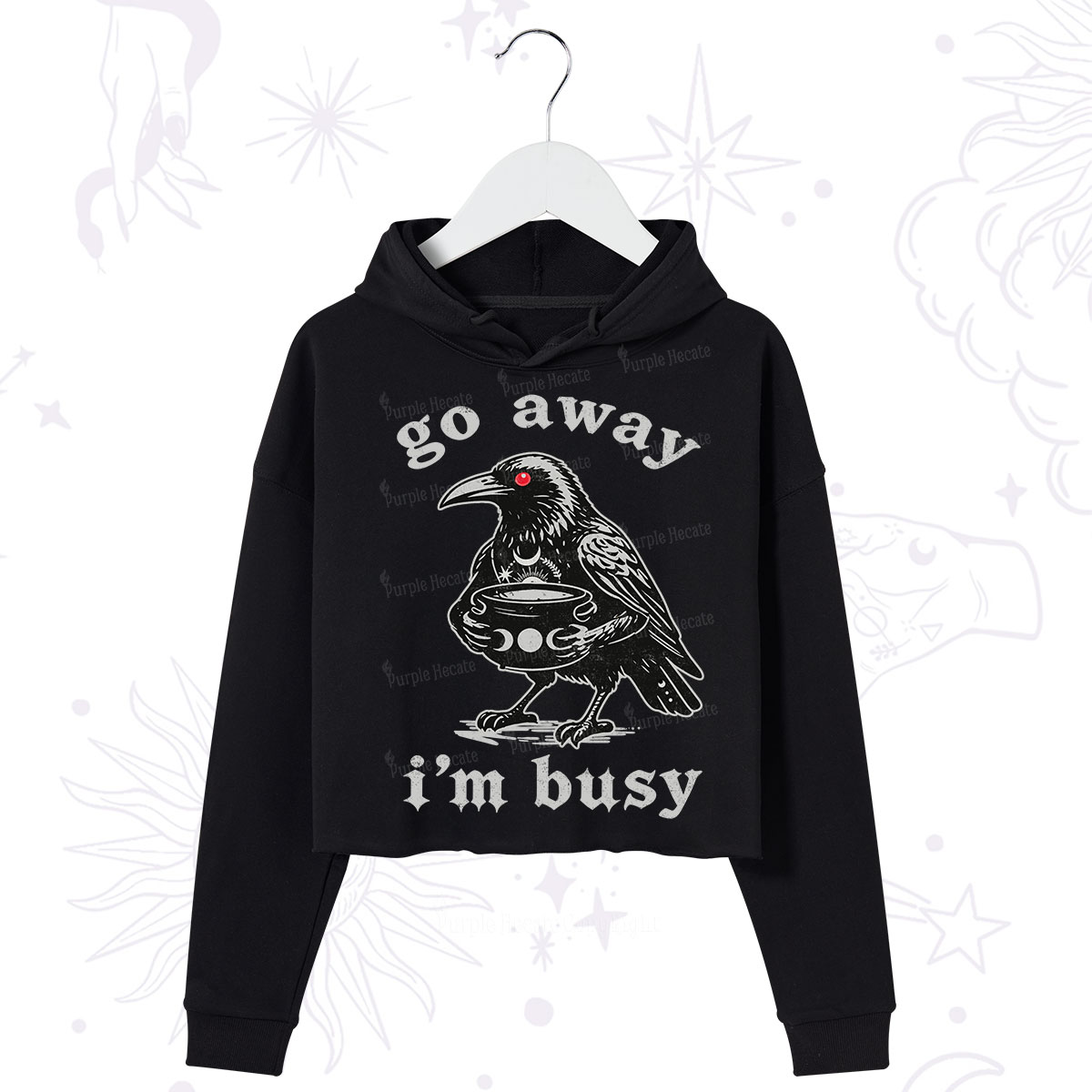 Purplehecate Go Away I'm Busy Crop Hoodie