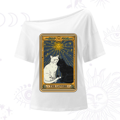 Purplehecate The Lovers Cat Tarot Card One Shoulder T-Shirt