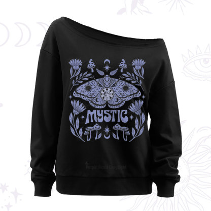 Purplehecate Mystic Luna Moth Off The Shoulder Sweatshirt