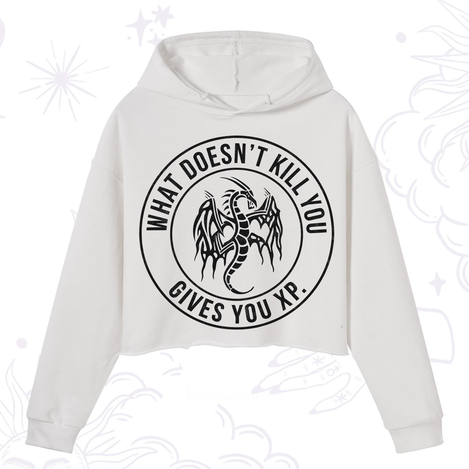 Purplehecate What Doesn't Kill You Gives You XP Crop Hoodie