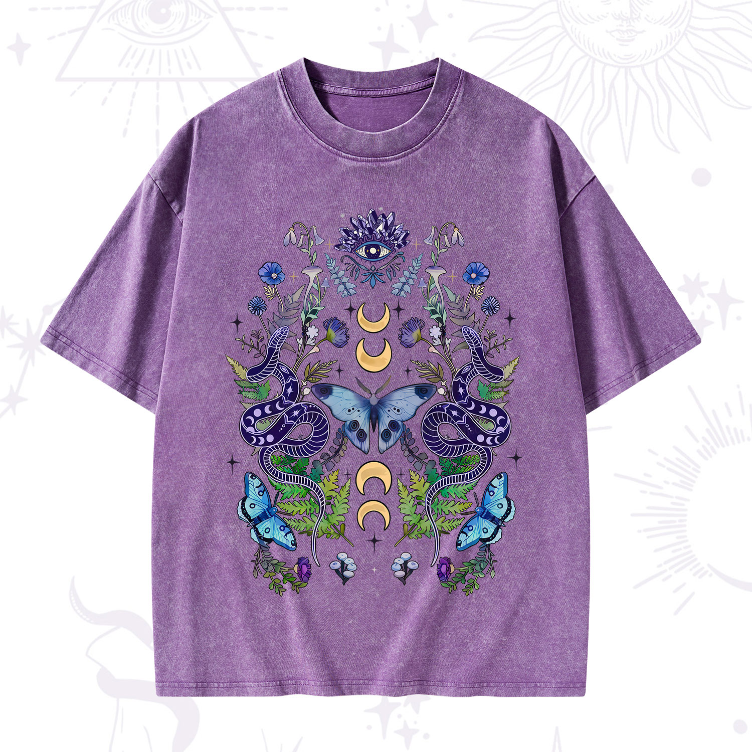 Purplehecate Moon Moth Witchery Washed T-Shirt