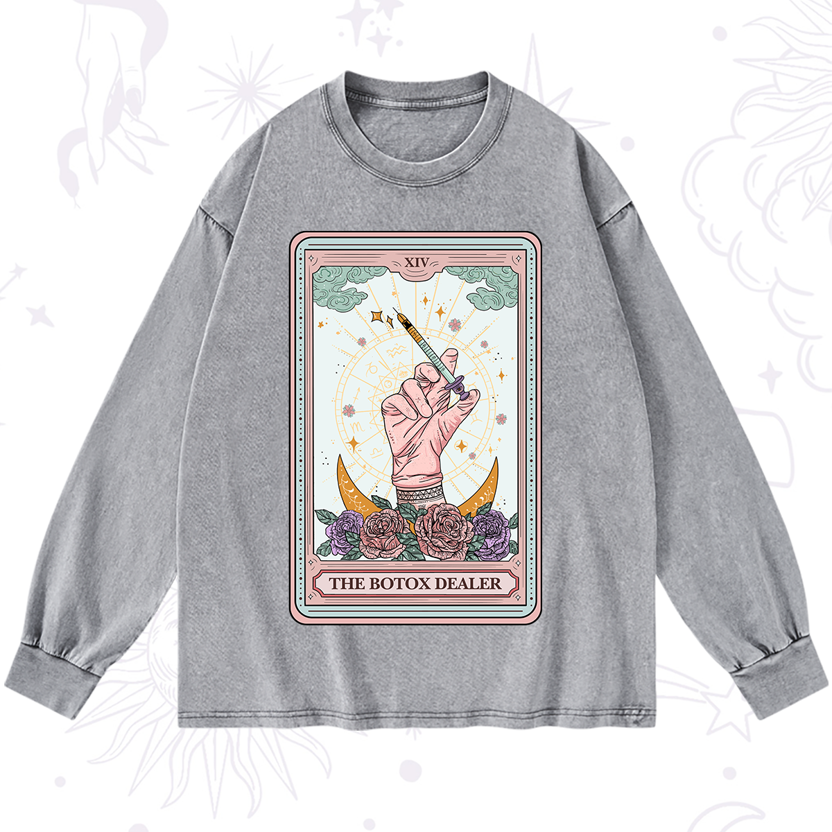 Purplehecate The Botox Dealer Tarot Card Washed Long Sleeve Shirt