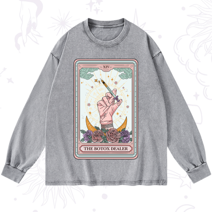 Purplehecate The Botox Dealer Tarot Card Washed Long Sleeve Shirt