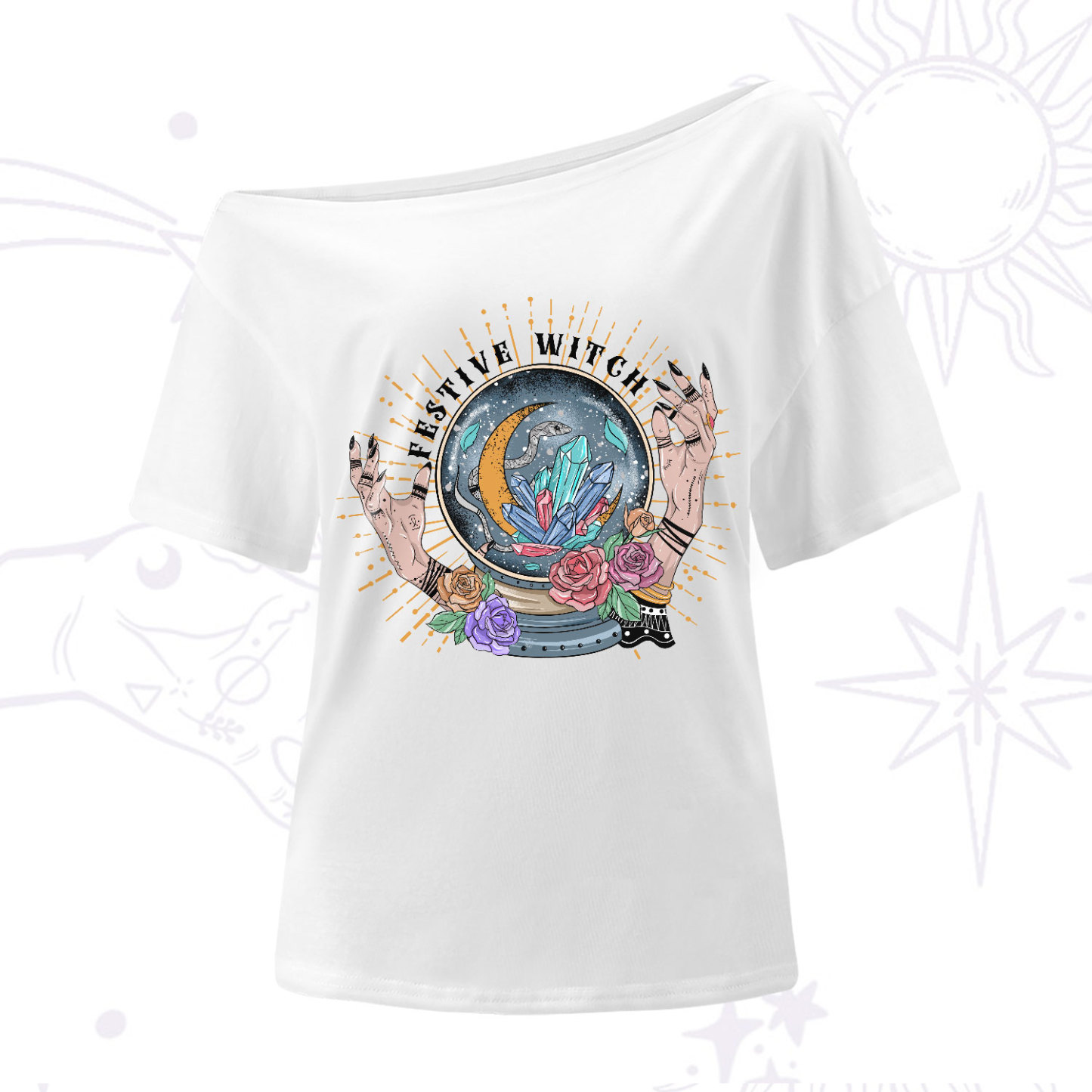 Purplehecate Festive Witch One-Shoulder T-Shirt