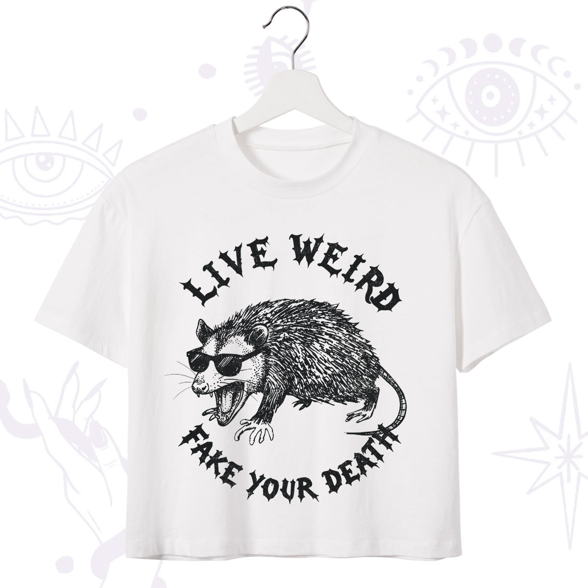 Purplehecate Live Weird Fake Your Death Silly Opossum Crop T-Shirt