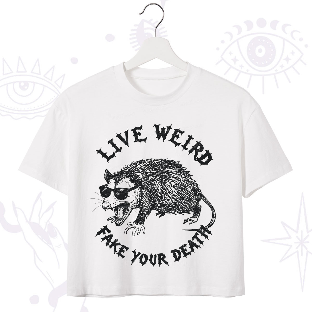 Purplehecate Live Weird Fake Your Death Silly Opossum Crop T-Shirt