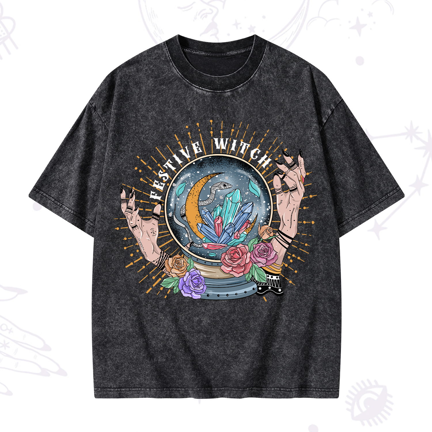 Purplehecate Festive Witch Washed T-Shirt