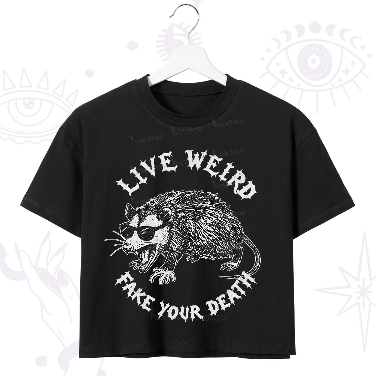 Purplehecate Live Weird Fake Your Death Silly Opossum Crop T-Shirt