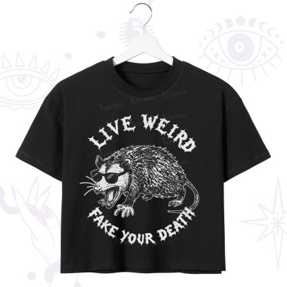 Purplehecate Live Weird Fake Your Death Silly Opossum Crop T-Shirt