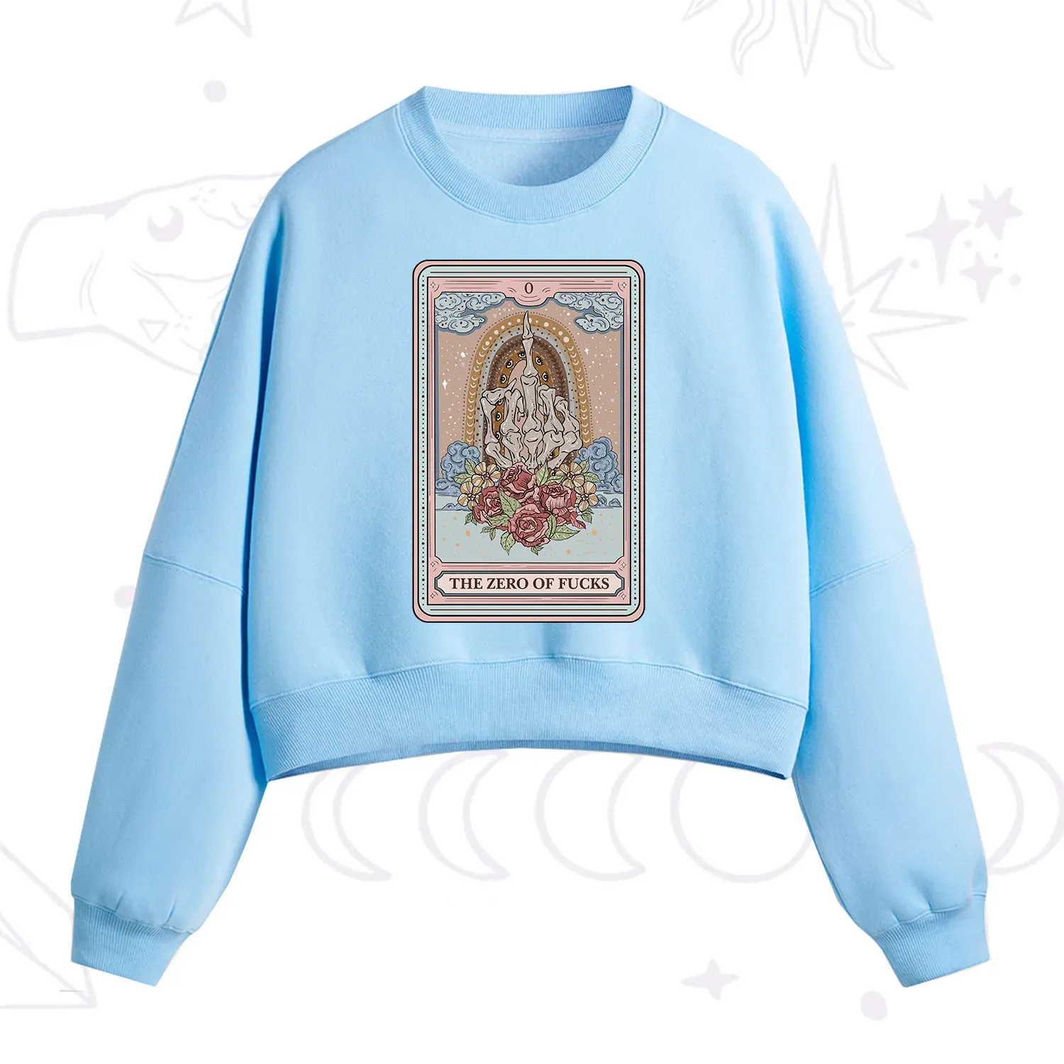 Purplehecate The Zero Of Fucks Tarot Fleece Cropped Sweatshirt