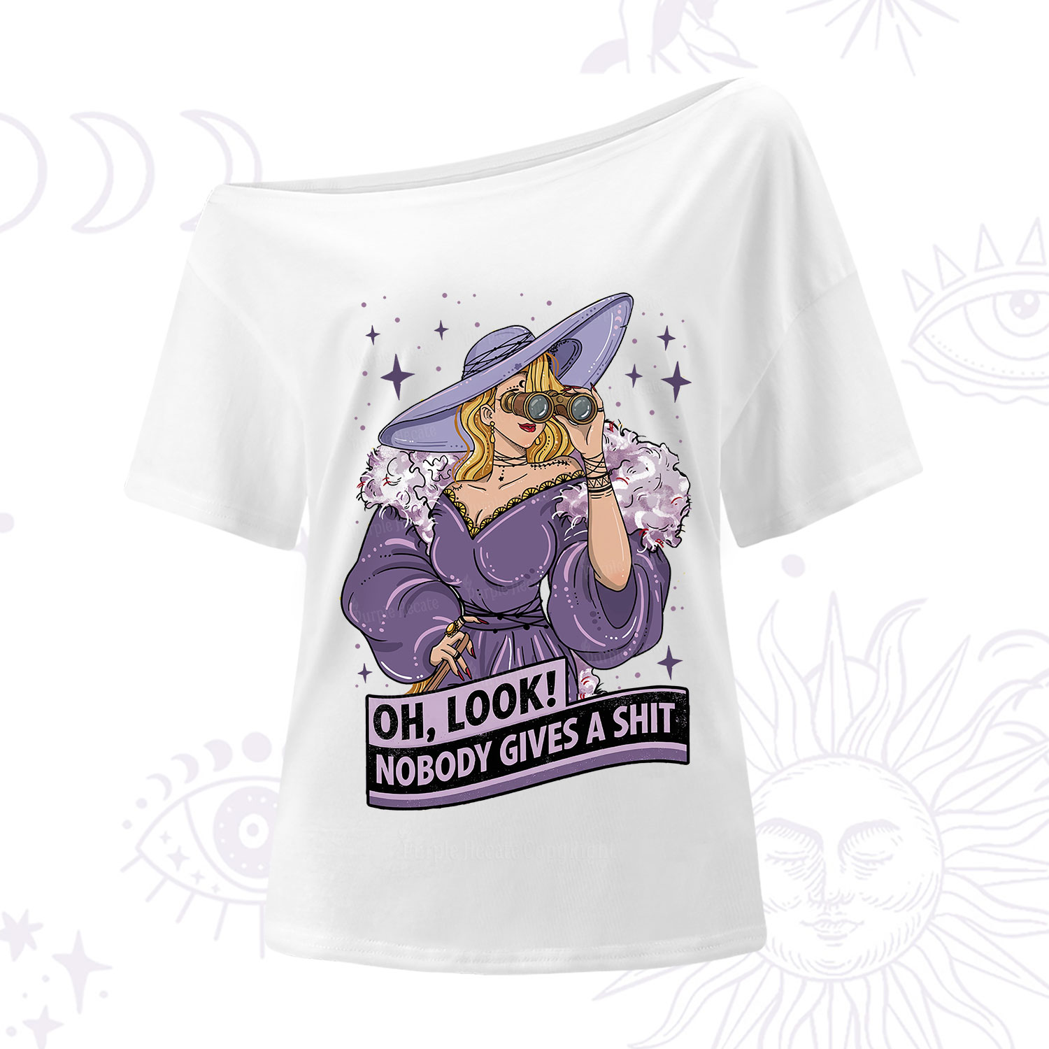 Purplehecate Oh Look Nobody Gives a Shit One Shoulder T-Shirt