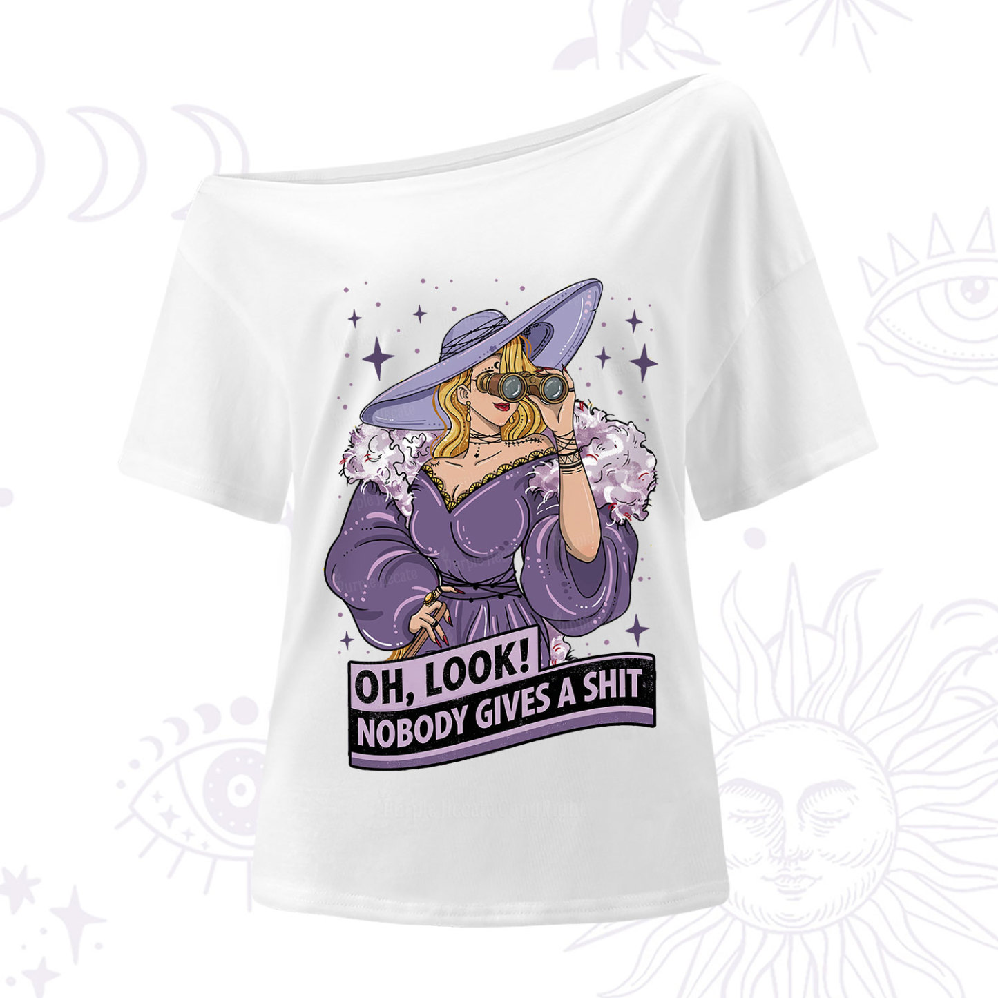Purplehecate Oh Look Nobody Gives a Shit One Shoulder T-Shirt