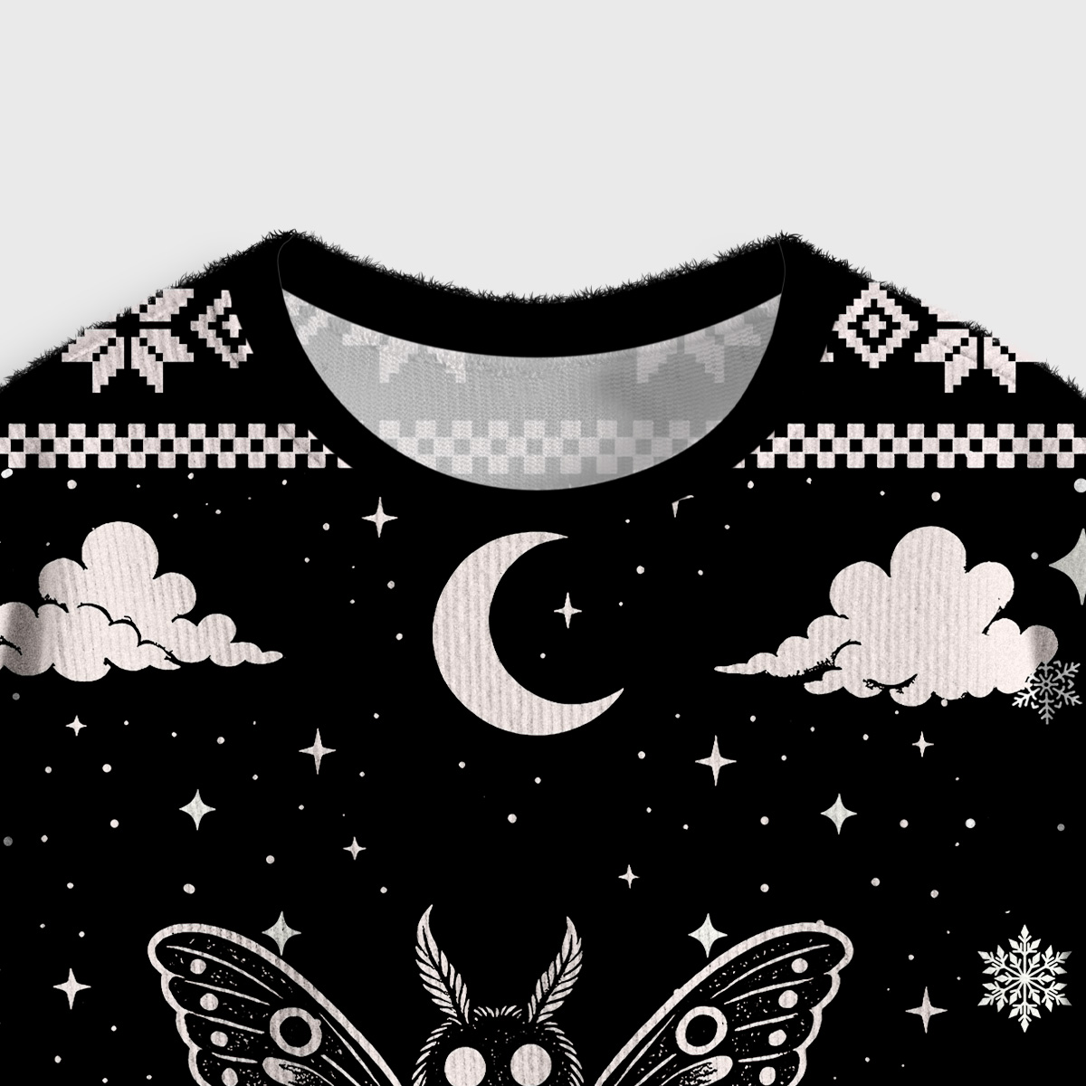 Purplehecate Dark Moth Crop Fuzzy Ugly Sweatshirt
