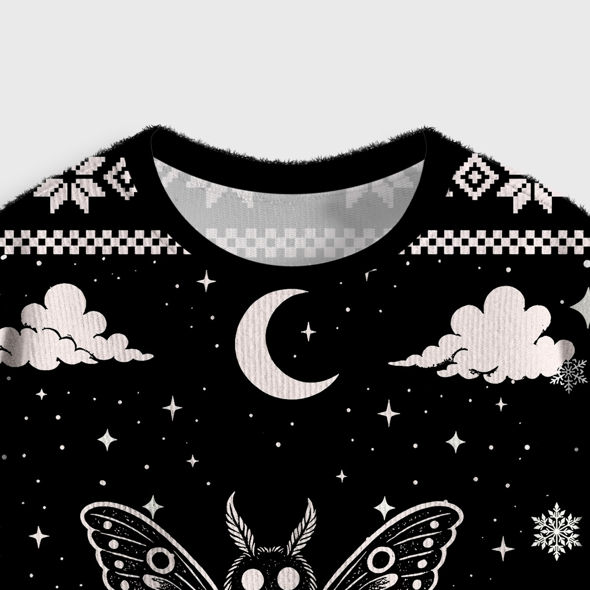 Purplehecate Dark Moth Crop Fuzzy Ugly Sweatshirt