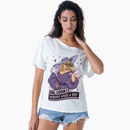 Purplehecate Oh Look Nobody Gives a Shit One Shoulder T-Shirt