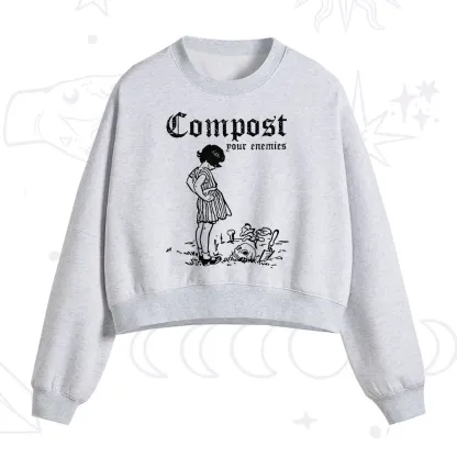 Purplehecate Compost Your Enemies Fleece Cropped Sweatshirt