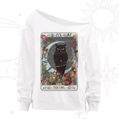 Purplehecate The Owl Tarot Off The Shoulder Sweatshirt