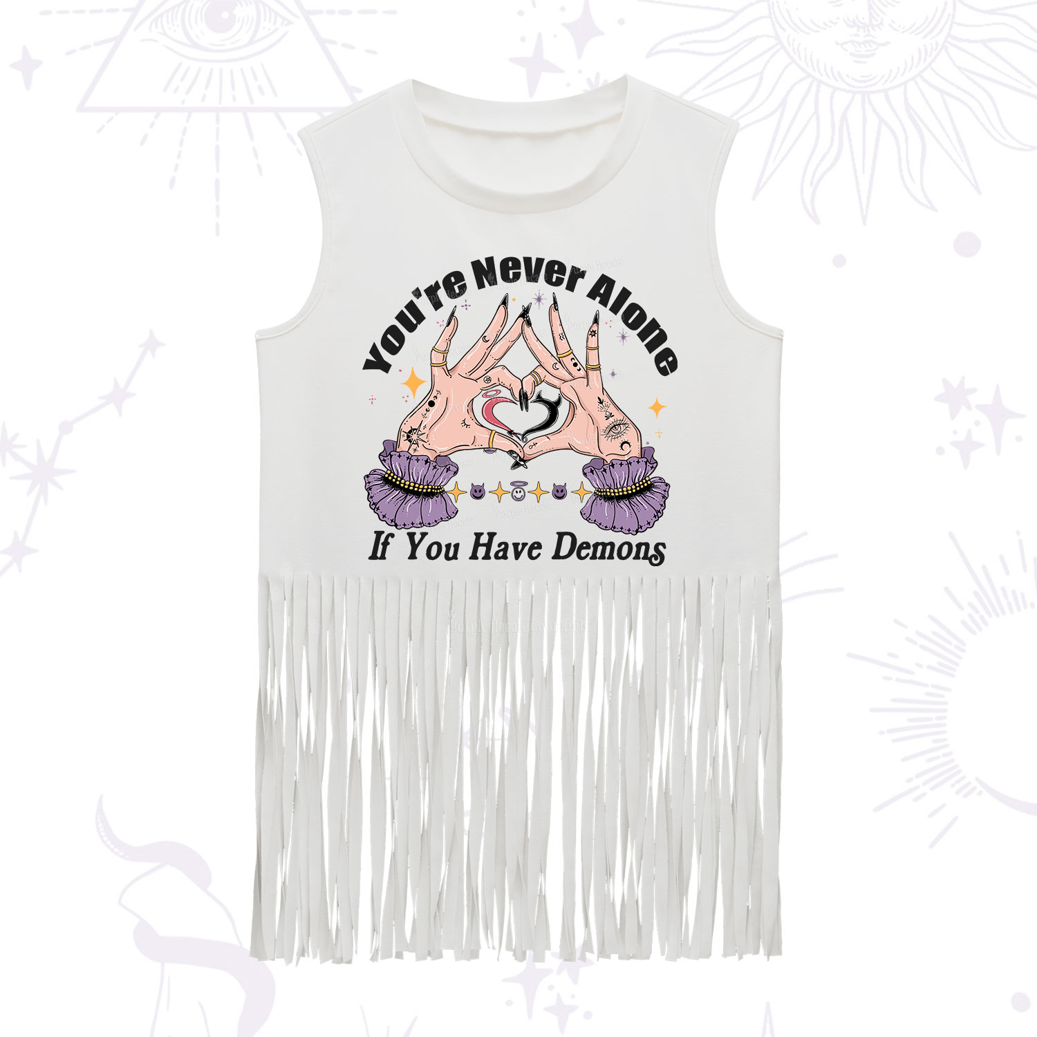 Purplehecate You're Never Alone If You Have Demons Fringe Tank Top