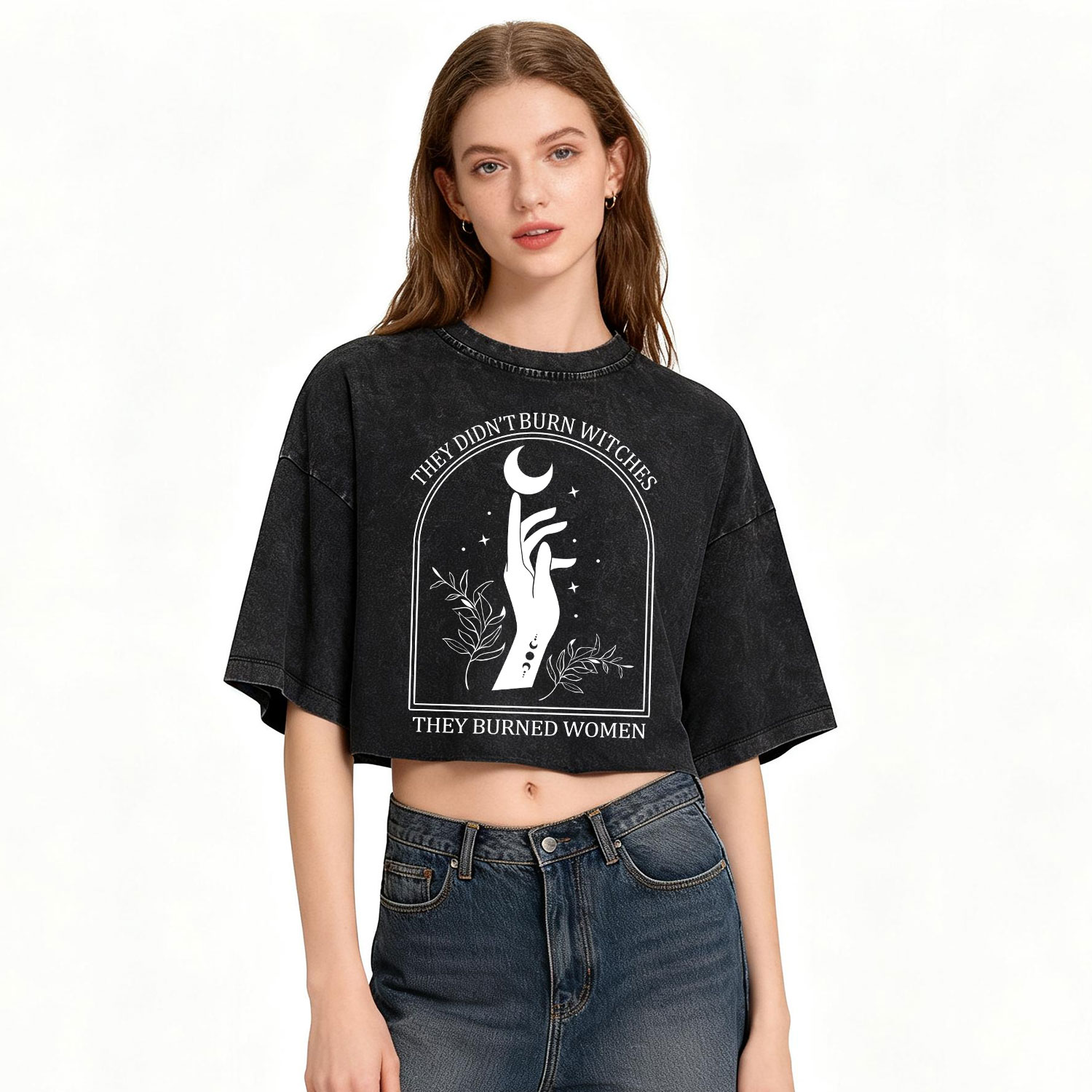 Purplehecate They Didn't Burn Witches They Burned Women Washed Cropped T-Shirt