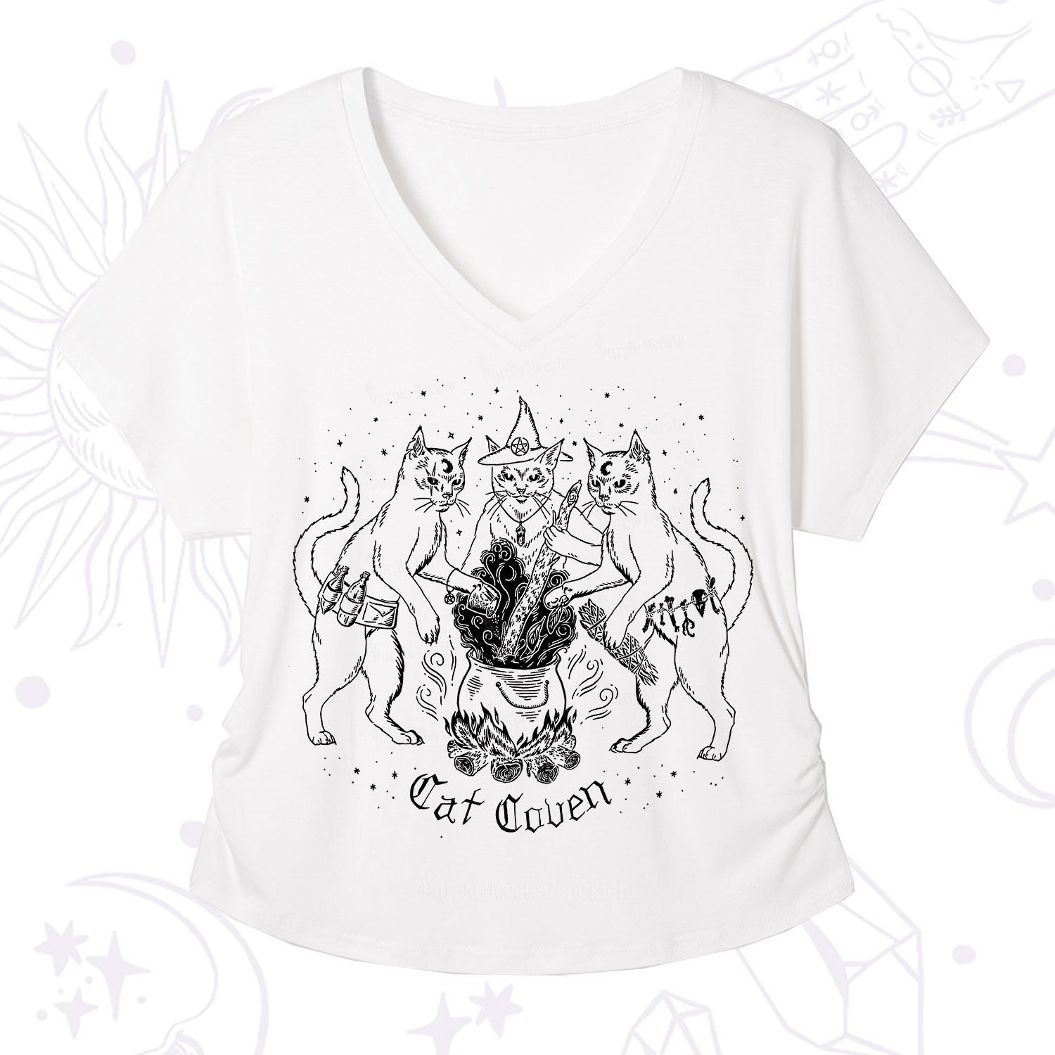 Purplehecate Cat Coven V-Neck T-Shirt