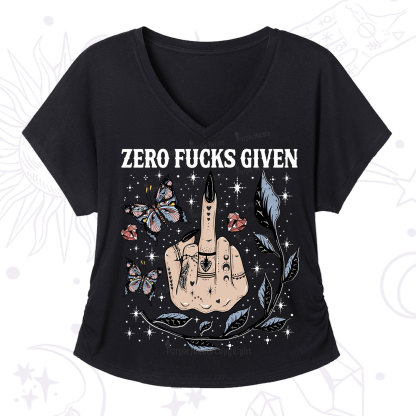 Purplehecate Zero Fucks Given V-Neck T-Shirt