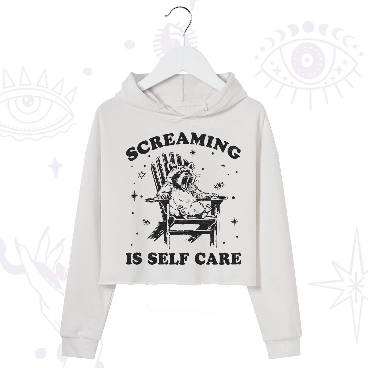 Purplehecate Screaming is Self Care Crop Hoodie