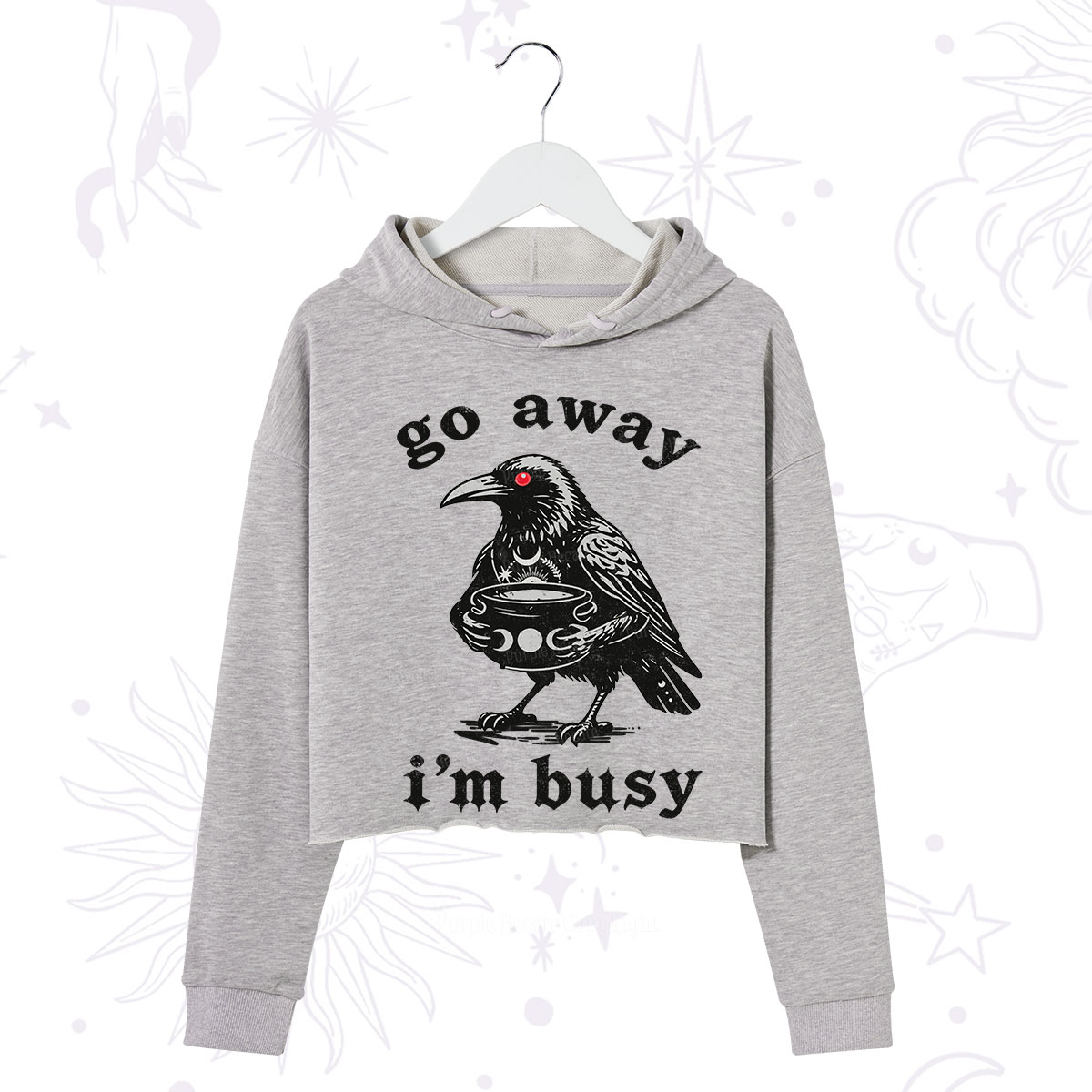 Purplehecate Go Away I'm Busy Crop Hoodie