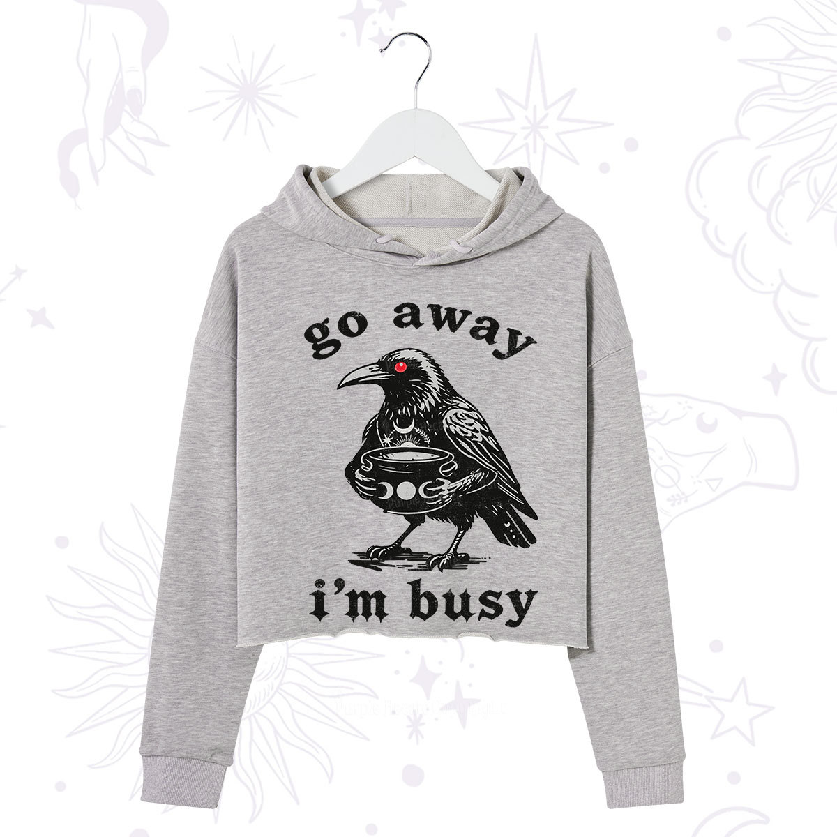 Purplehecate Go Away I'm Busy Crop Hoodie