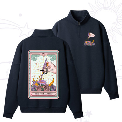 Purplehecate The Nail Artist Tarot Card Zip Fleece Sweatshirt
