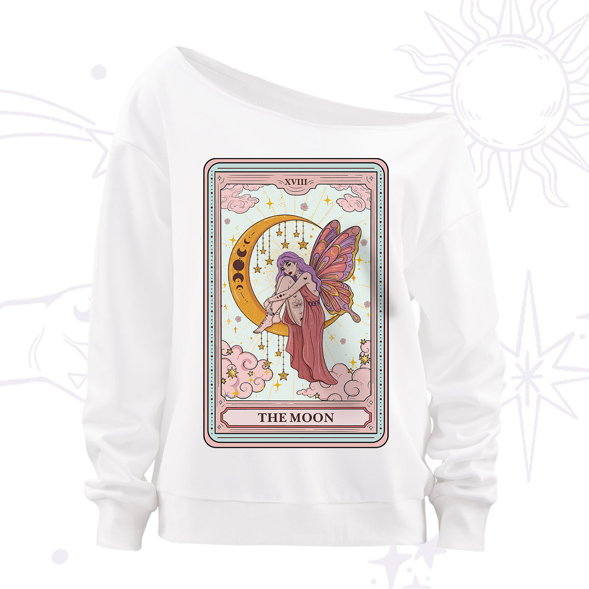 Purplehecate The Moon Tarot Off The Shoulder Sweatshirt