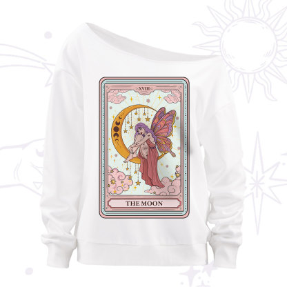 Purplehecate The Moon Tarot Off The Shoulder Sweatshirt
