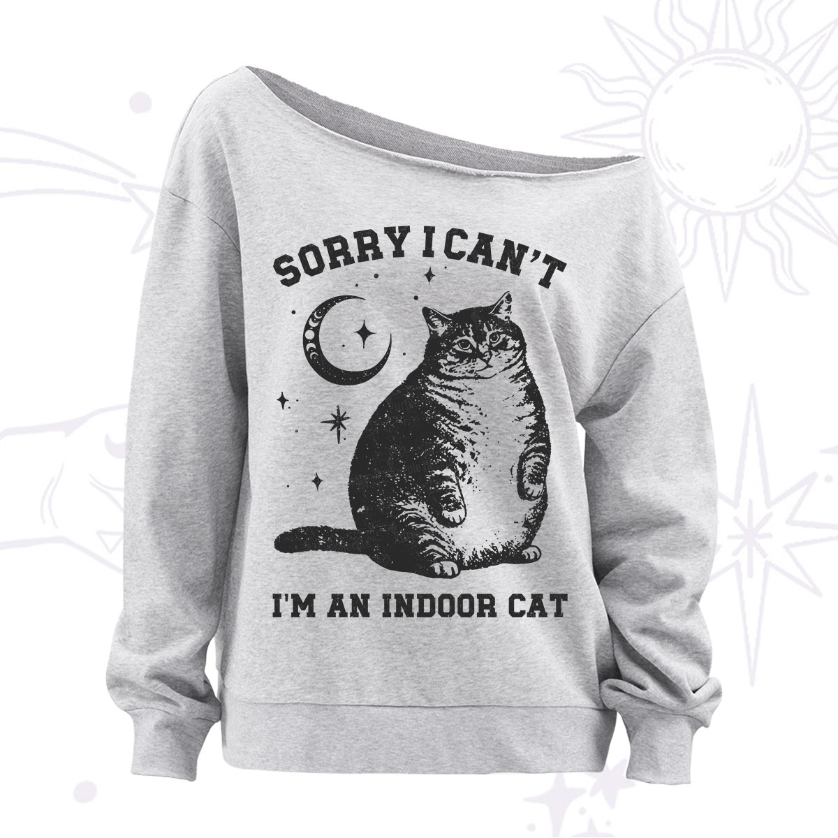 Purplehecate Sorry I Can't Go I'm an Indoor Cat Off The Shoulder Sweatshirt