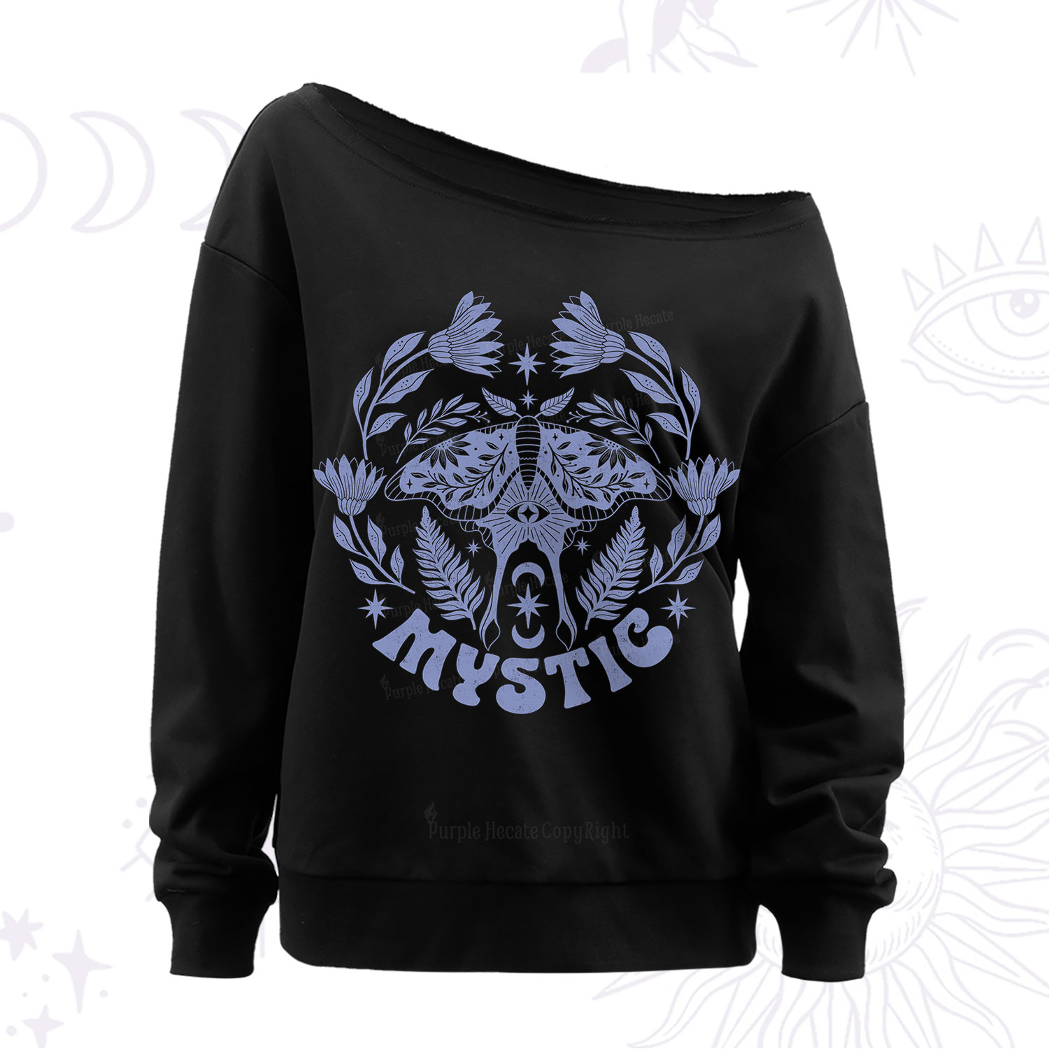 Purplehecate Mystic Moth Off The Shoulder Sweatshirt