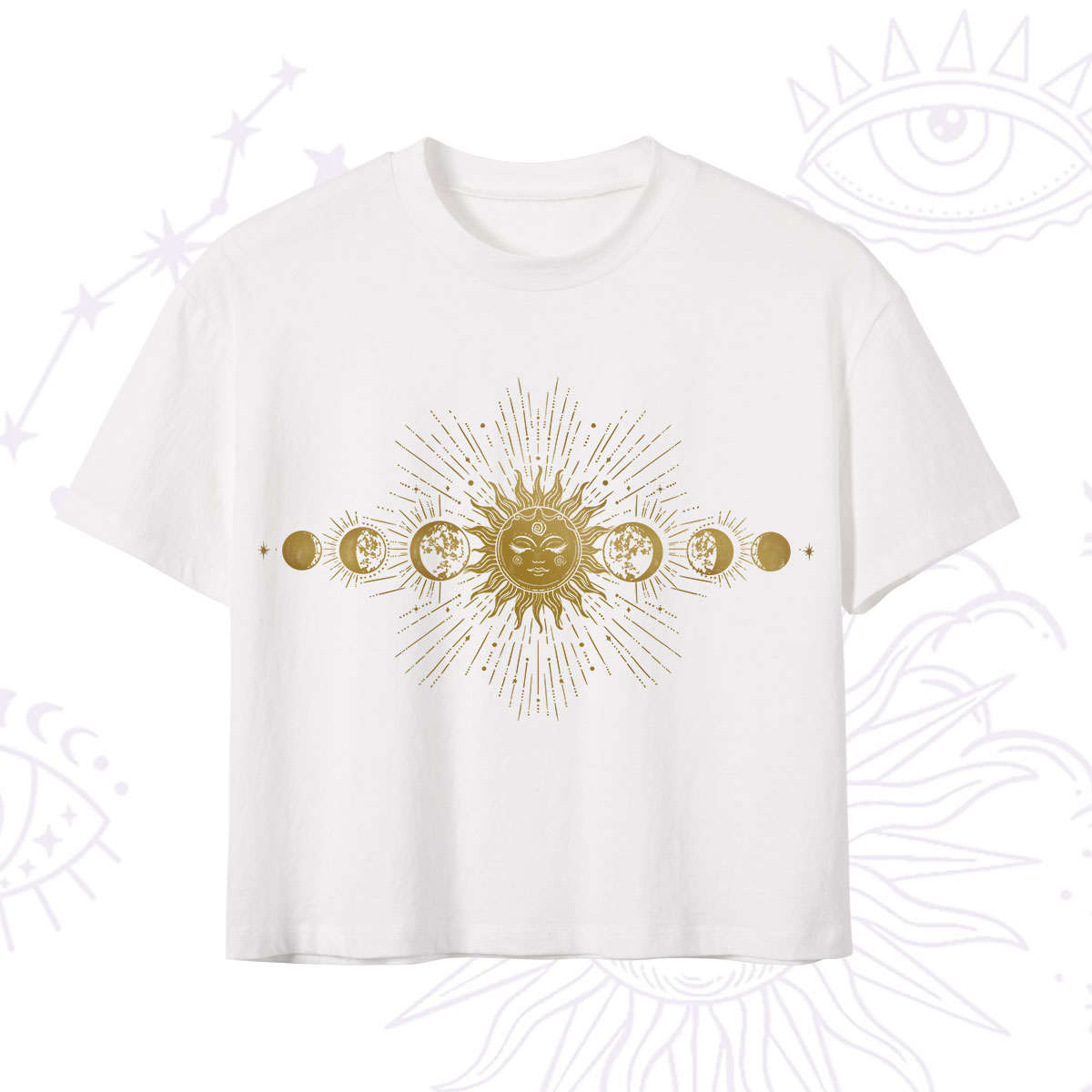 Purplehecate Mystical Moon And Sun Crop T-Shirt