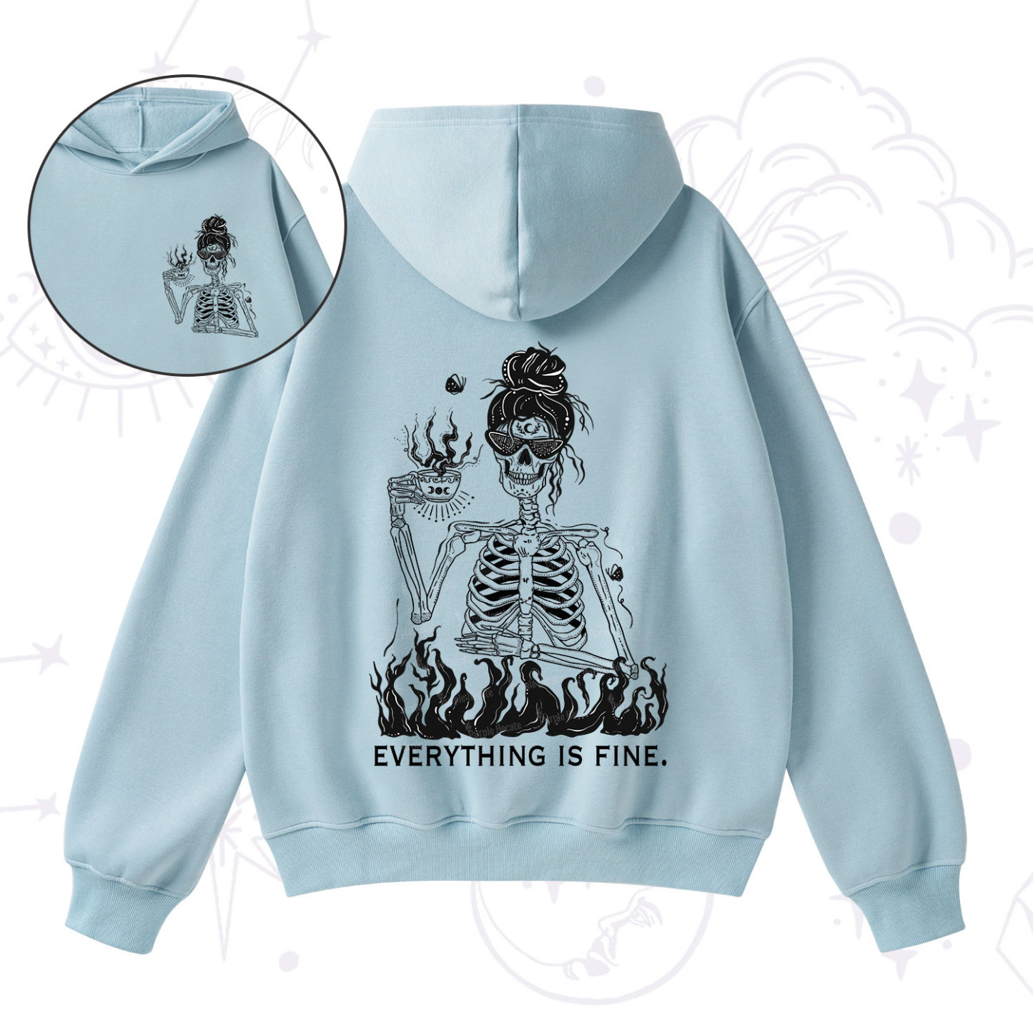 Purplehecate Everything Is Fine Fleece Hoodie Suit