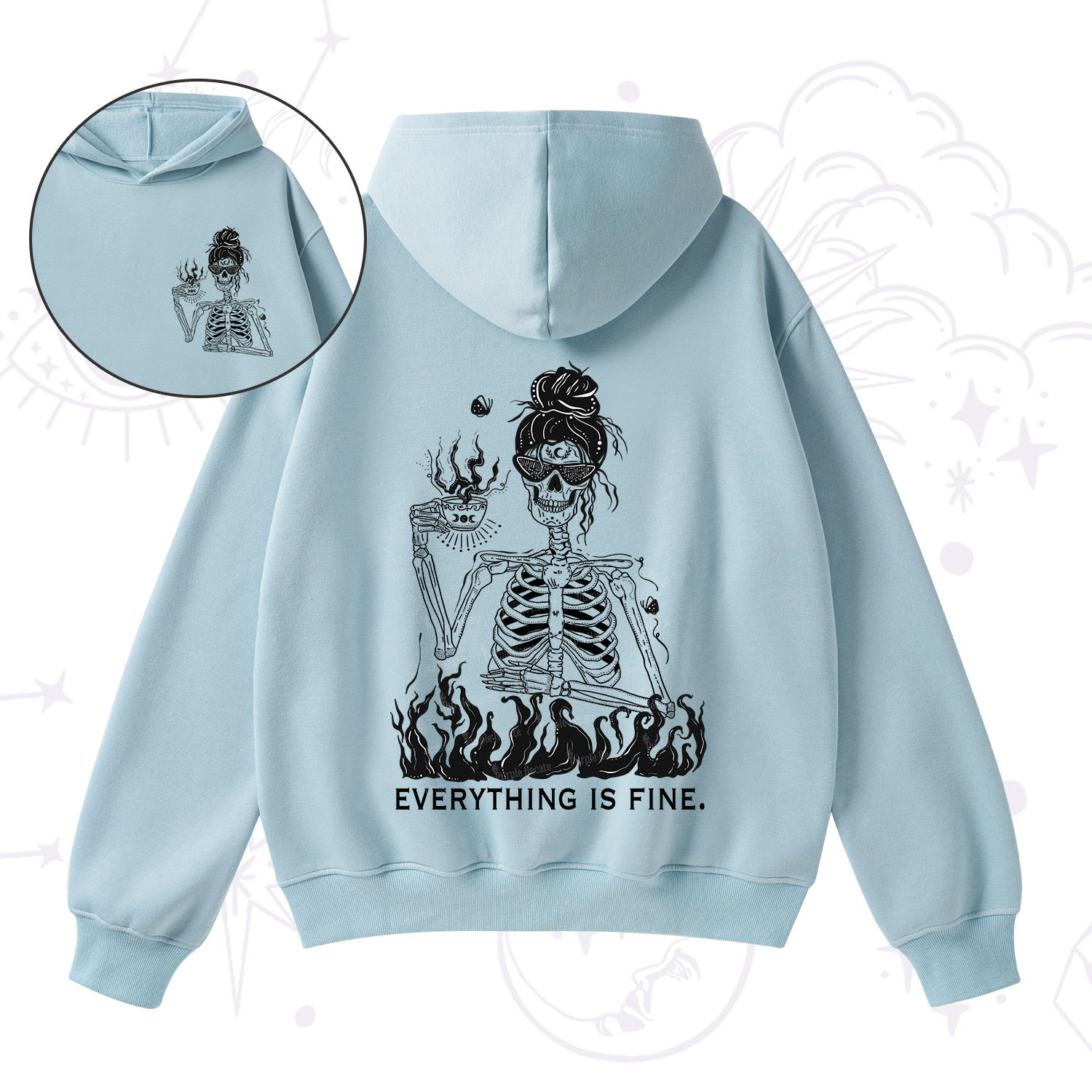 Purplehecate Everything Is Fine Fleece Hoodie Suit