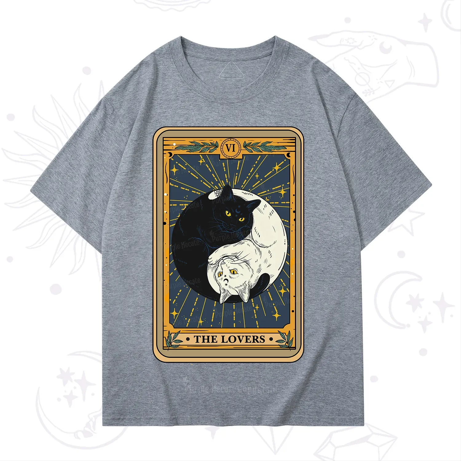 Purplehecate The Lovers Cat Tarot T-Shirt