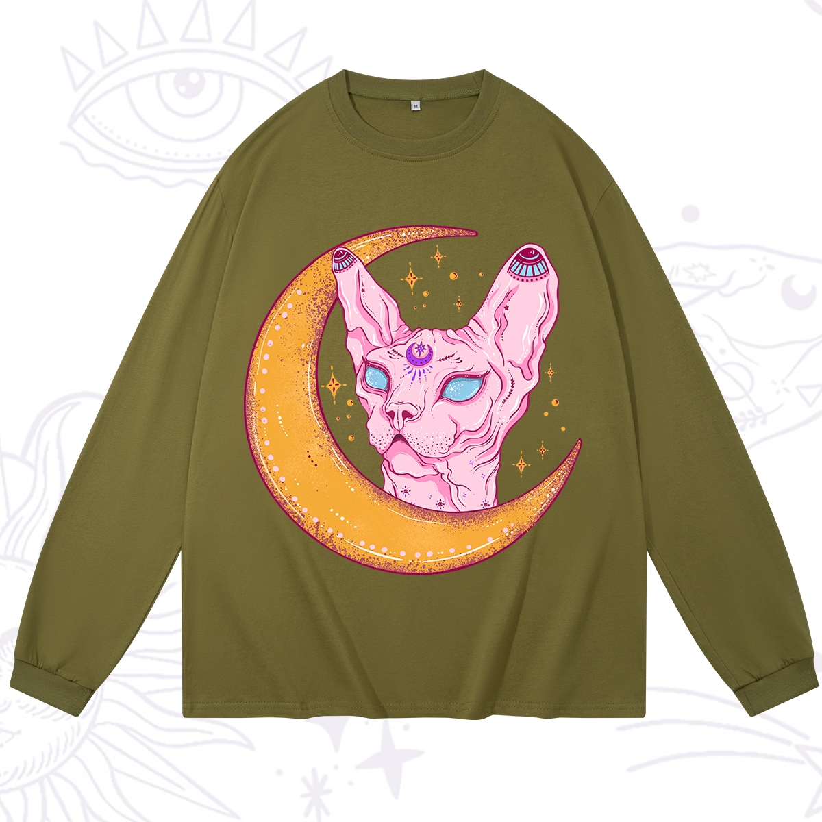 Purplehecate Mystical Witchy Cat Long Sleeve T-Shirt