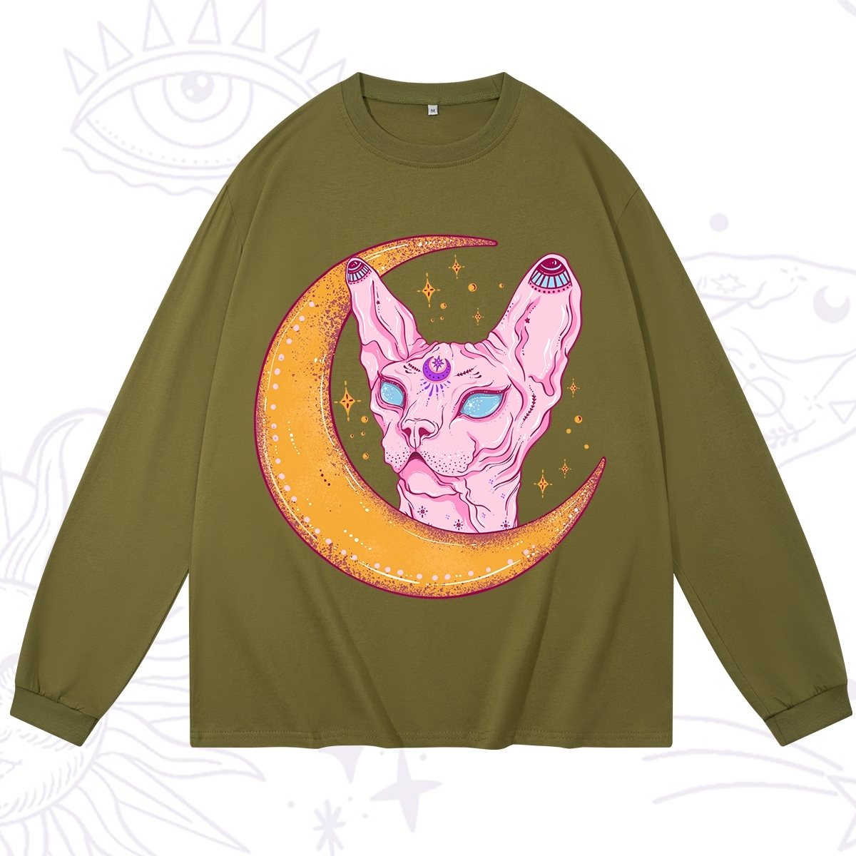 Purplehecate Mystical Witchy Cat Long Sleeve T-Shirt
