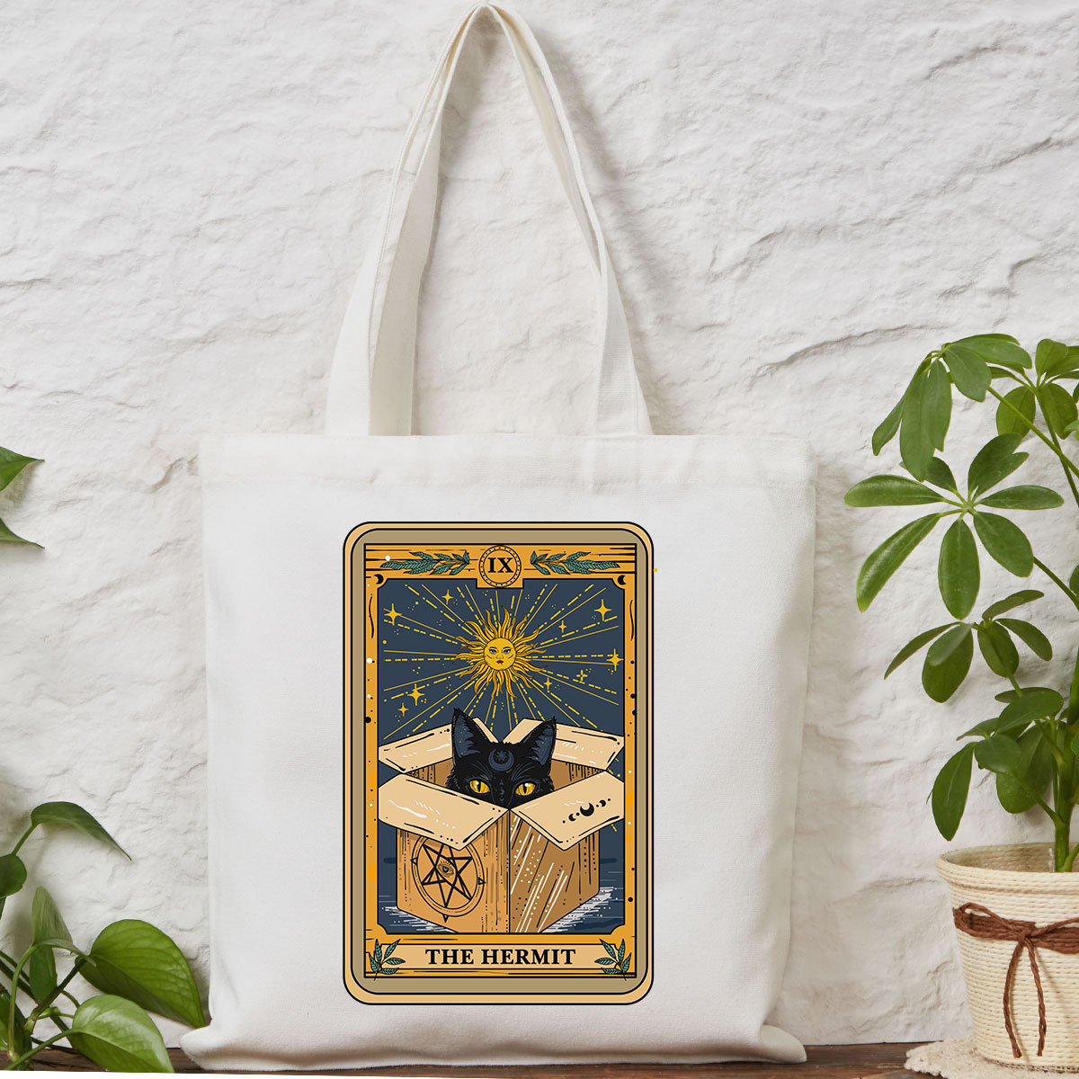 Purplehecate The Hermit Cat Tarot Card Tote Bag