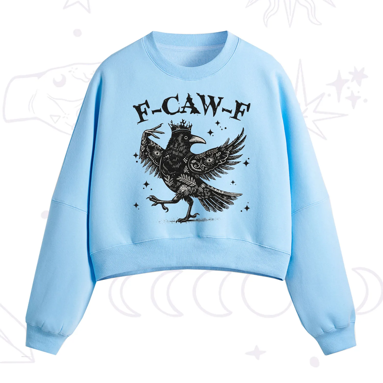 Purplehecate F-caw-f Funny Crow Fleece Cropped Sweatshirt