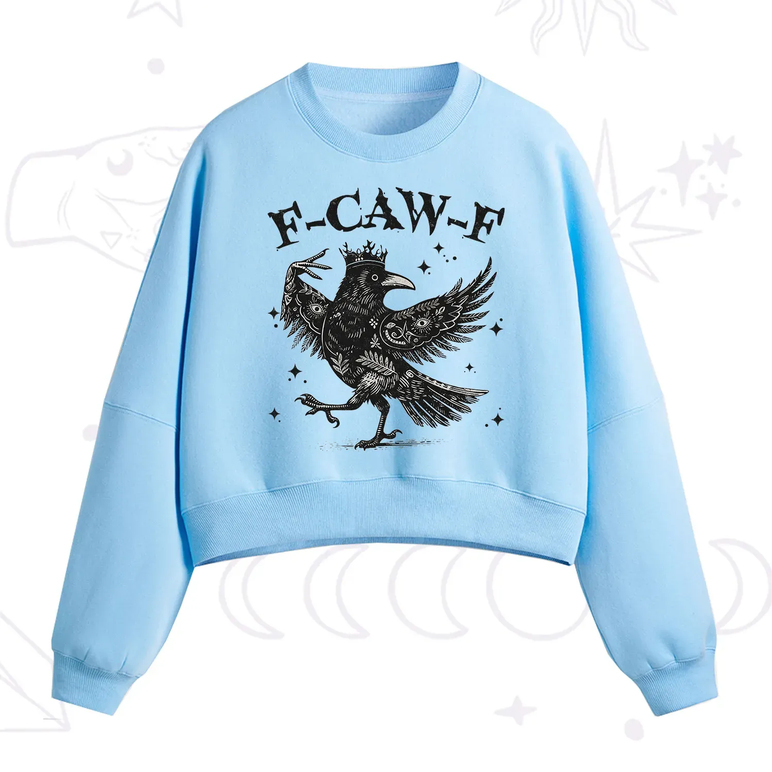 Purplehecate F-caw-f Funny Crow Fleece Cropped Sweatshirt