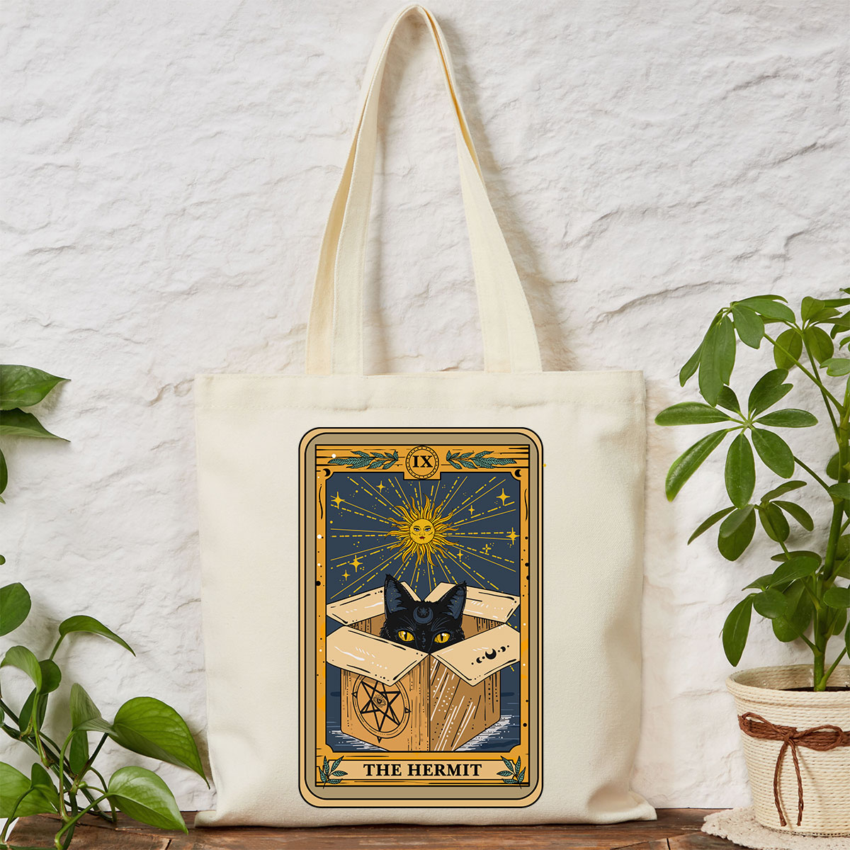 Purplehecate The Hermit Cat Tarot Card Tote Bag