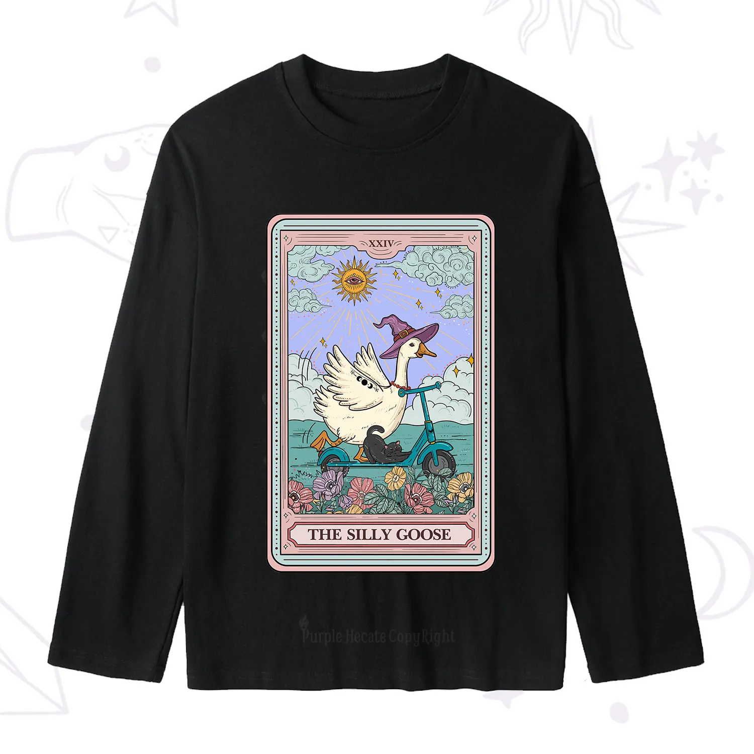 Purplehecate The Silly Goose Tarot Card Slub Long Sleeve T-Shirt