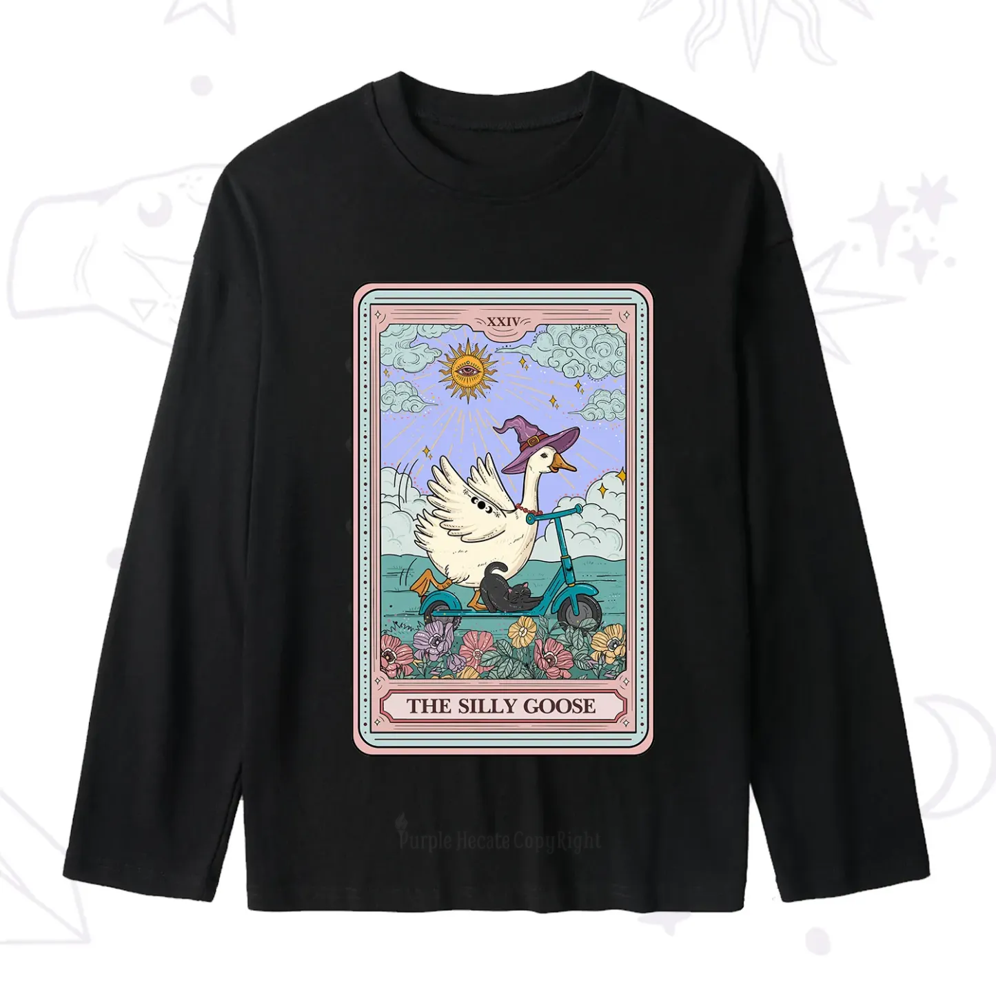 Purplehecate The Silly Goose Tarot Card Slub Long Sleeve T-Shirt