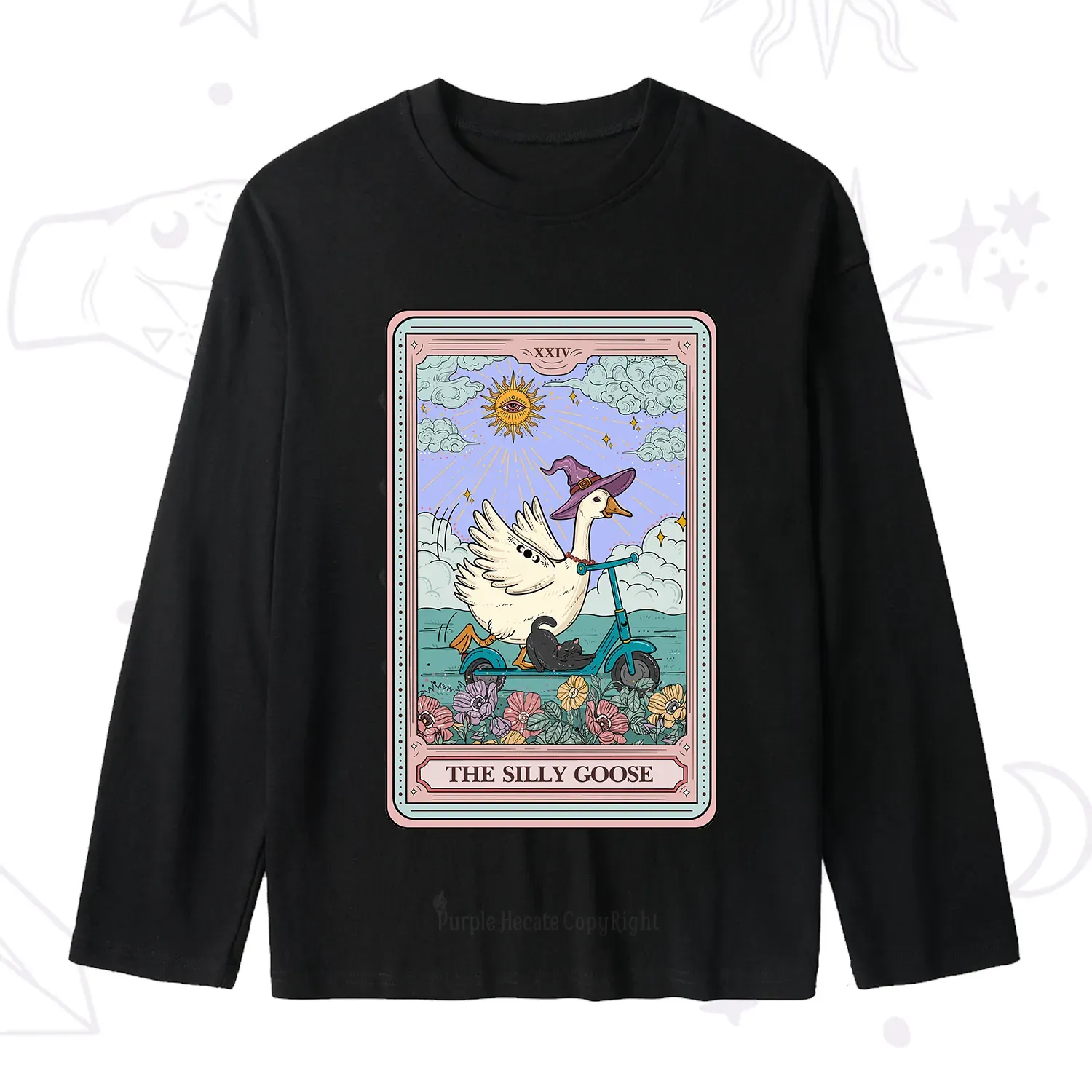 Purplehecate The Silly Goose Tarot Card Slub Long Sleeve T-Shirt