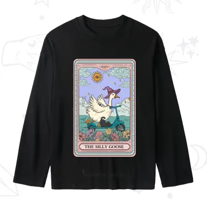 Purplehecate The Silly Goose Tarot Card Slub Long Sleeve T-Shirt